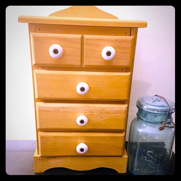 Other - Vintage Tall Wooden Four Drawer Jewelry Box Other - Vintage Tall Wooden Four Drawer Jewelry Box